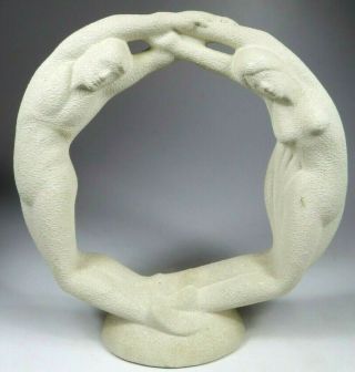 Haeger Eternity Circle Of Love Art Deco Figurine Vtg Nude Sculpture Man Woman