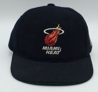 Vintage Miami Heat Sport Specialties Snapback Hat Black Dome Plain Logo Youth