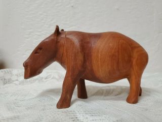 Vintage Mid Century Hippo African Hippopotamus Wooden Hand Carved Art Sculpture 2