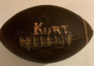 Antique Leather Football Pigskin 8 Stitch Early Name Kurt