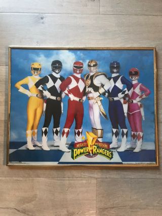 Vintage 1994 Mighty Morphin Power Rangers Gold - Framed Poster 16 " X 20 "
