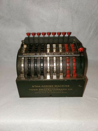 Antique Vintage Mechanical Star Adding Machine From The Todd Protectograph Co.