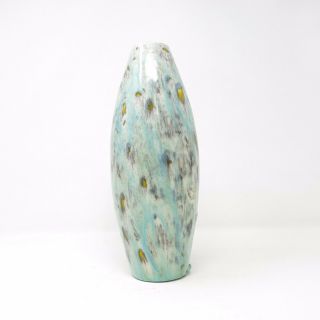 Vintage Mid Century Crackle Volcanic Glaze Ceramic Pottery Tall Narrow Vase