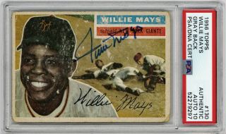 1956 Topps Autographed Psa/dna 10 Willie Mays 130 Signed Baseball Card
