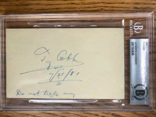 Ty Cobb Signed Gpc Postcard Beckett Authenticated Tigers Hofer