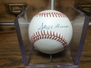 Hank Aaron Signed Official National League Baseball - Hof - 9/10 Letter