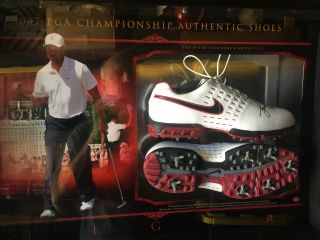 Tiger Woods 2007 Autographed Pga Championship Friday Nike Shoe Display Le 23/25