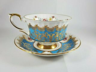 Vintage Paragon By Appointment Fine Bone China Teacup & Saucer Blue & Gold Engla