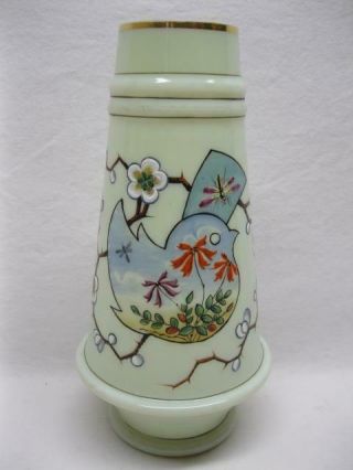 Bristol Glass Vase Enamel Victorian Aesthetic Hand Decorated Old Vtg Antique