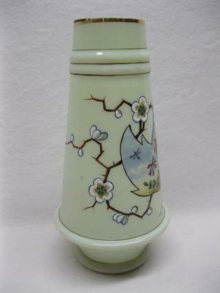 Bristol Glass Vase Enamel Victorian Aesthetic Hand Decorated Old Vtg Antique 2
