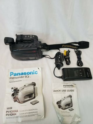 Vintage Panasonic Palmcorder Iq Pv - Iq604 Vhs - C Ac Cable & Charger