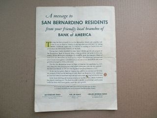 Vintage 1943 Map of San Bernardino County California Bank of America 2