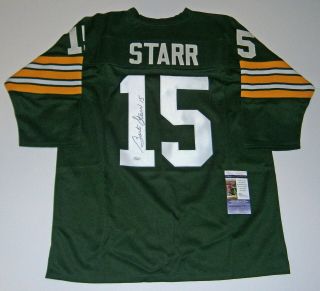Packers Bart Starr Signed Custom Green 15 Jersey Jsa Auto Autographed