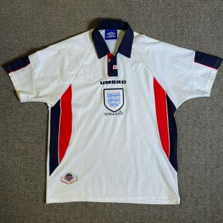 Vintage Umbro England Home Jersey 1998 World Cup - Beckham Adams Campbell Mens L