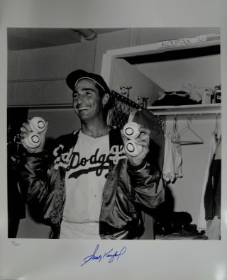 Sandy Koufax Hand Signed Autographed 16x20 Photo Dodgers No Hitter 4 - Ball Jsa