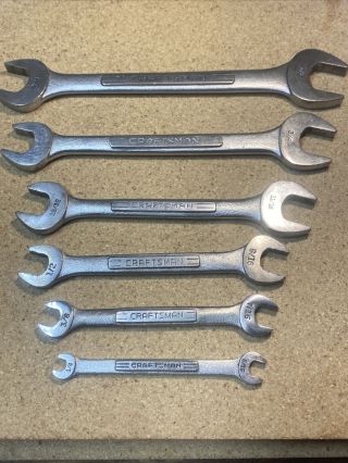 Vintage Craftsman V - Series 6pc Double Open Wrench Sae Hand Tools