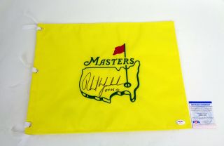 Phil Mickelson Signed Autograph Undated Masters Flag W/ Wins Inscrip Psa/dna