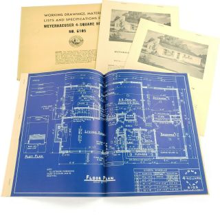 Vintage Architectural Blueprints Mid Century House Residential Drawings Plans 5