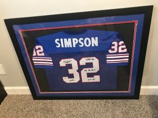 Oj Simpson Autographed Signed Buffalo Bills Jersey Psa 5x Inscribe Unframed