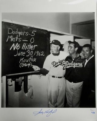 Sandy Koufax Hand Signed Autographed 16x20 Photo Dodgers Chalk Board Jsa /32
