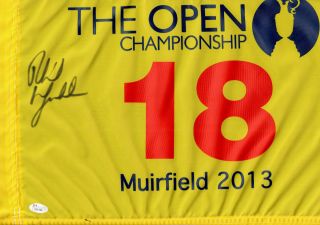 Phil Mickelson Signed 2013 British Open Championship Flag W/jsa Loa Y71106