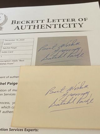 1948 Hof Satchel Paige 10 Autographed Signed Auto Bas Beckett (psa Jsa)