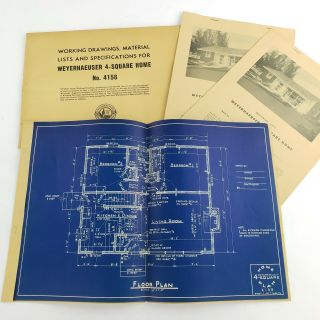 Vintage Architectural Blueprints Mid Century House Residential Drawings Plans 3