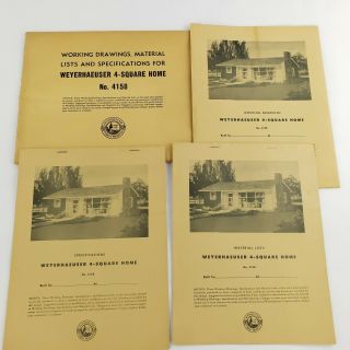 Vintage Architectural Blueprints Mid Century House Residential Drawings Plans 3 2