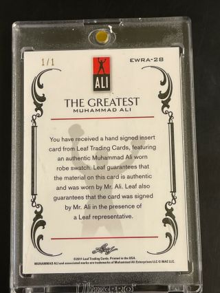 Muhammad Ali 2011 Leaf " The Greatest " Event Worn Robe Auto 1/1 Signed Autograph