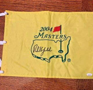 Phil Mickelson Signed 2004 Masters Flag Jsa Letter Of Authenticity Golf Pga