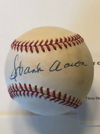 Braves Hank Aaron Signed Autographed National League Baseball W/jsa Loa Auto B