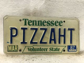 Vintage 1987 Tennessee Vanity License Plate “pizzaht” Pizza Hit Pizza Ha