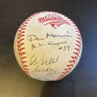 1992 World Series Game Baseball Signed By All The Umpires Jsa Blue Jays
