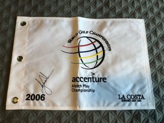 Tiger Woods Signed Match Play Championship Golf Flag Pga Masters