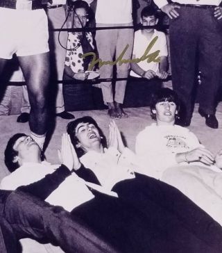 Muhammad Ali Signed / Autographed 16x20 Photo w/ The Beatles 1964 Miami Bch 2/2 2