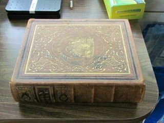 Large 1860 Manchester Hampshire Tewksbury Family William W.  Harding Bible