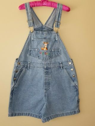 Vintage Jerry Leigh Disney Pooh Denim Overall Shorts W/ Tigger Women 