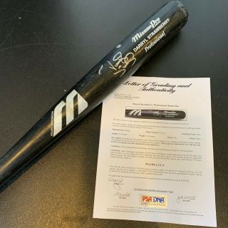 Jim Leyritz Darryl Strawberry Game Signed Baseball Bat Psa Dna 9
