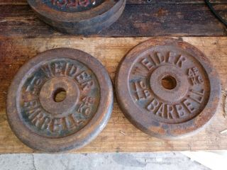 Vintage Antique Weider 10 Lb Barbell Weight Plates Standard 10lbs 10lb Gym Home