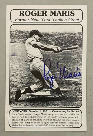 Roger Maris Signed 5x7 Photo Card Autographed Jsa Graded 9 Autograph Loa Yankees