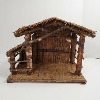 Vintage Germany Nativity Christmas Manger Wood Stable Creche