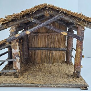 Vintage GERMANY Nativity Christmas Manger Wood Stable Creche 3