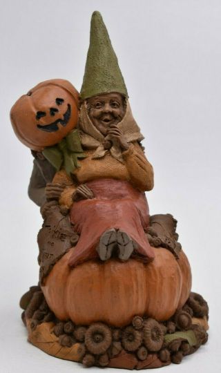 Vtg Tom Clark Gnome Trixie And Treat Pumpkin Head 1989 Halloween Jack - O - Lantern
