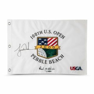 Tiger Woods Signed Autographed 2000 U.  S.  Open Pebble Beach Pin Flag /500 Uda