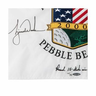 Tiger Woods Signed Autographed 2000 U.  S.  Open Pebble Beach Pin Flag /500 UDA 2
