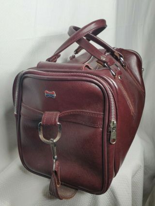 Vtg American Tourister Carry On Duffle Bag Luggage Burgundy Vinyl 17 " Weekender