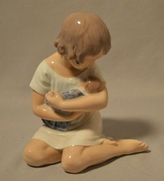 Vintage Royal Copenhagen Danish Porcelain Figurine - Girl With Doll 1938