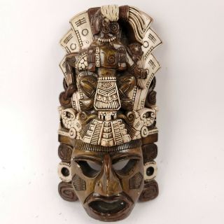 Vintage Aztec Mayan Inca Terracotta Clay Mask Yucatan - Belize Folk Art