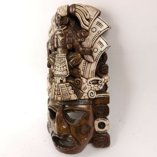 Vintage Aztec Mayan Inca TERRACOTTA Clay Mask Yucatan - Belize Folk Art 2