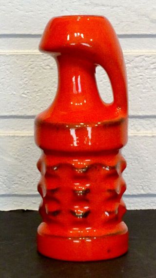 Vintage West German Pottery Brutalist Fat Lava Ewer Vase Mid - Century Modern